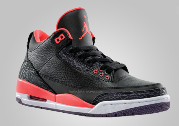 Release Air Jordan III Black Crimson - Air Jordan 3 Bright Crimson - nike  max uptempo fuse 360 sneaker store locations