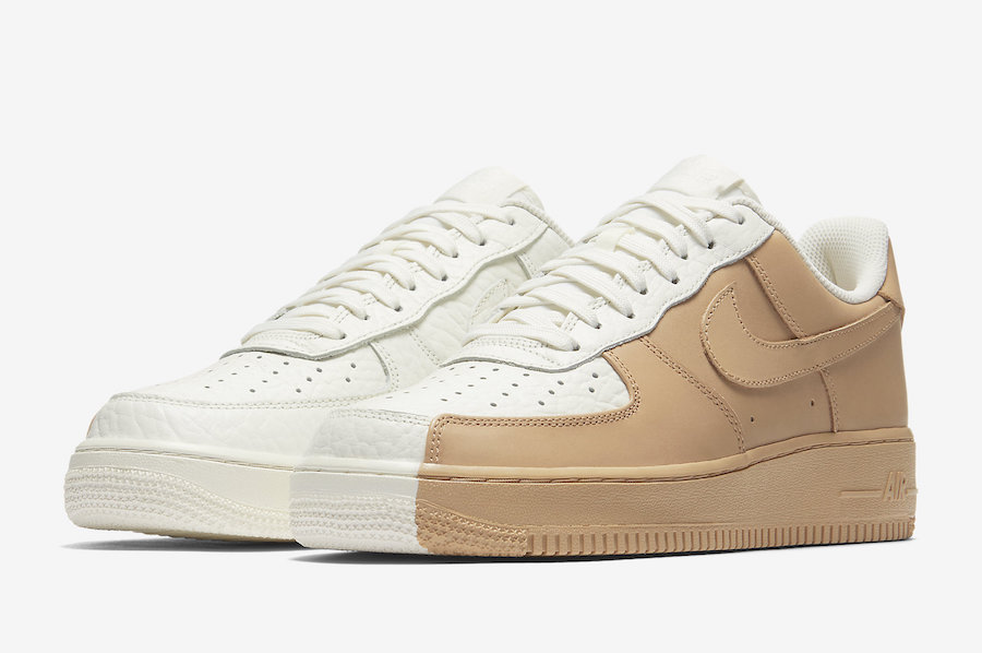beige and white air force 1
