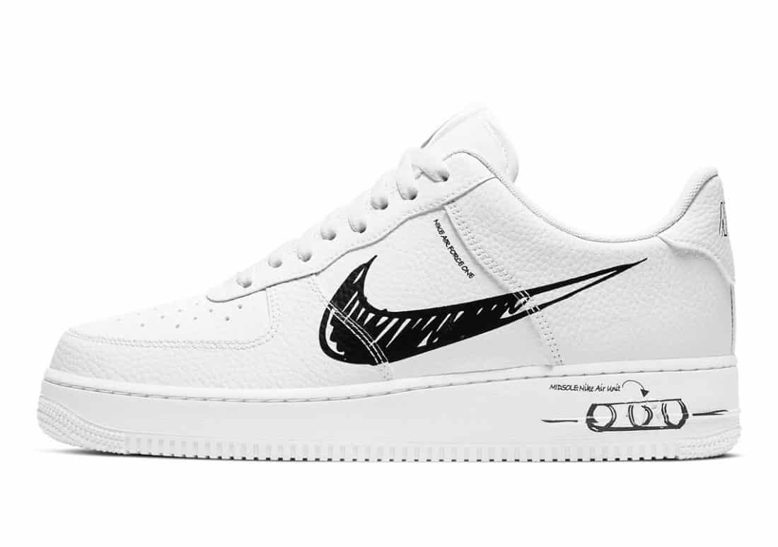 air force 1 low black and white