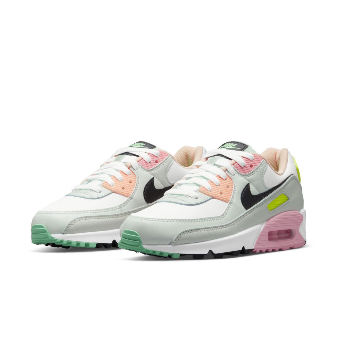 pink white and blue nike air max